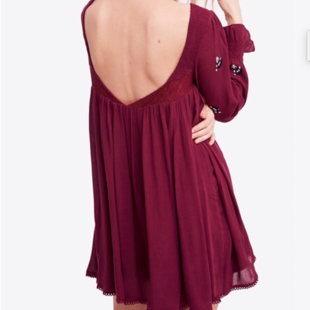 free people plum embroidered dress XS - Picture 8 of 8